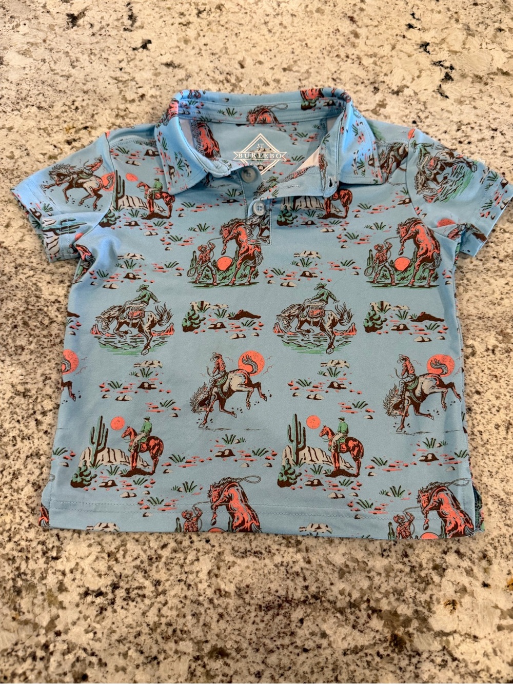 Burlebo Cowboy Up Western Cactus Polo Shirt - Kids